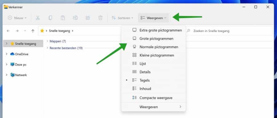 Vergrößern oder verkleinern Sie die Windows Explorer-Symbole