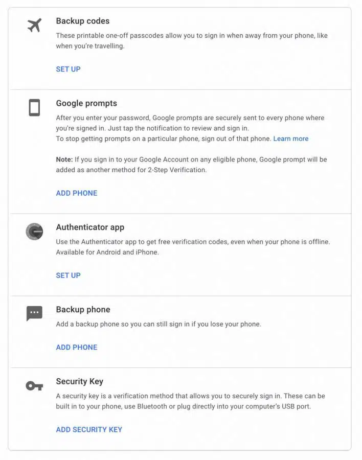 andere methodes on twee factor authenticatie in te stellen