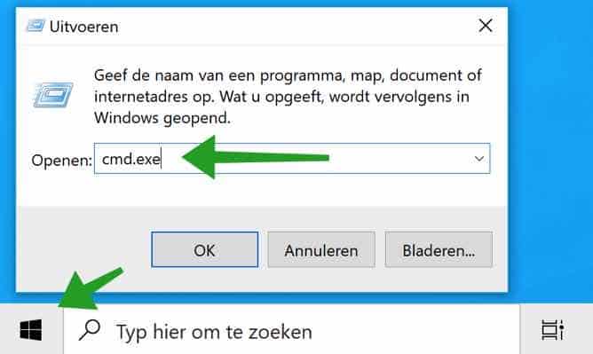 cmd - opdrachtprompt openen