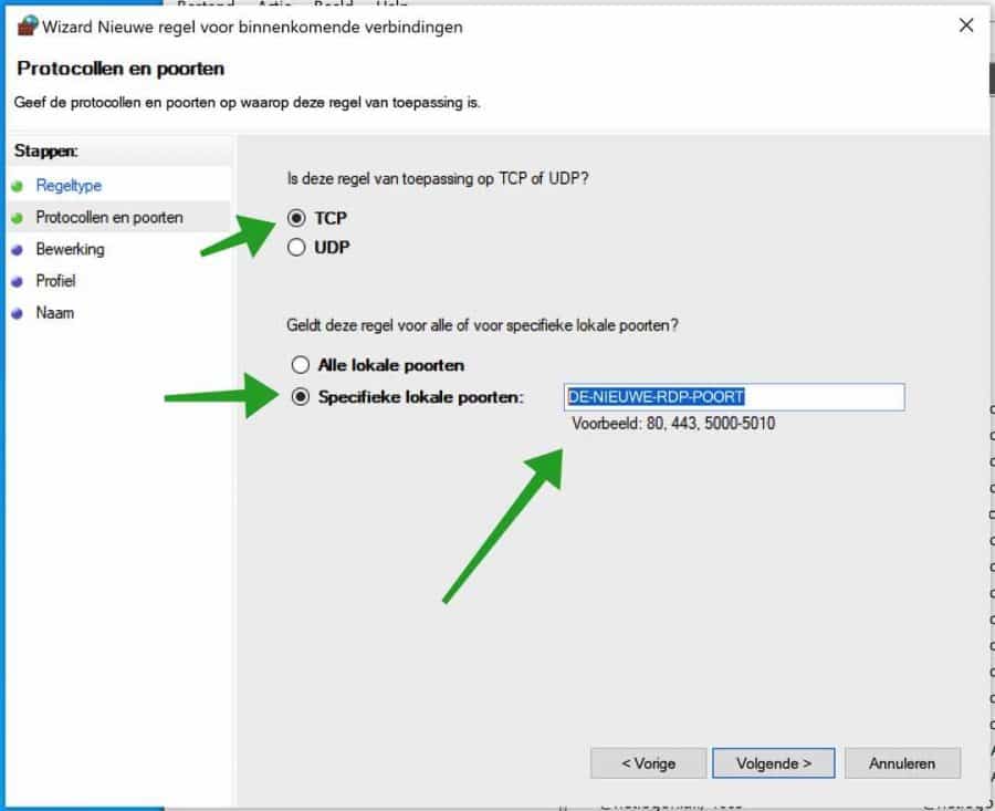 firewall lokale tcp poorten