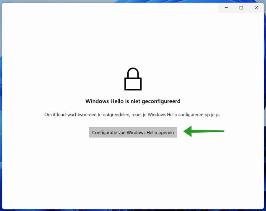 iCloud wachtwoorden Windows Hello configuratie