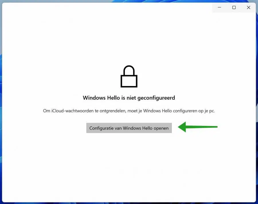 iCloud wachtwoorden Windows Hello configuratie