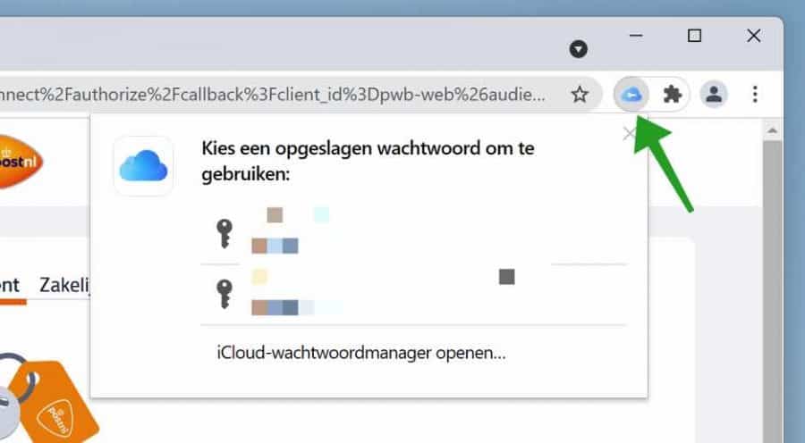 iCloud wachtwoorden in Google Chrome