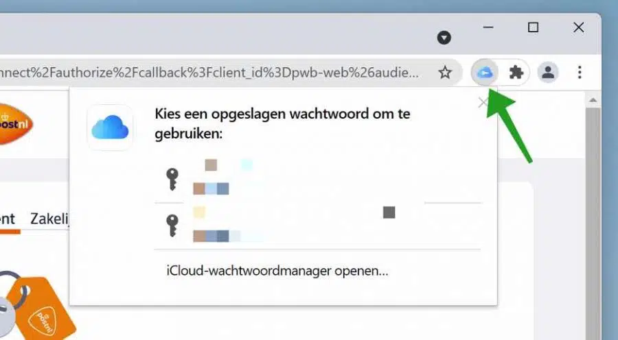 iCloud wachtwoorden in Google Chrome