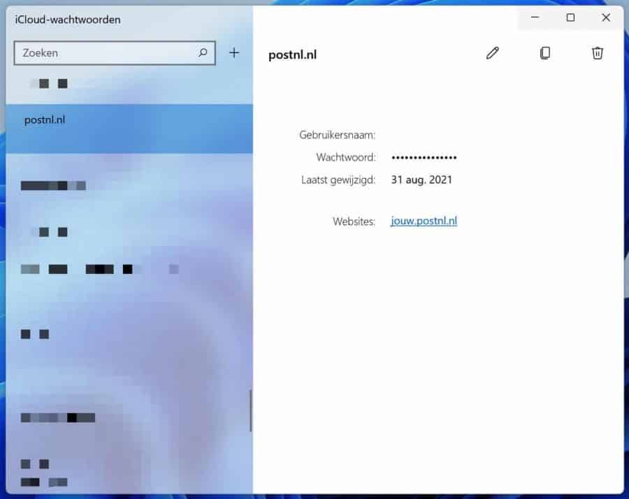 iCloud wachtwoorden voor Windows