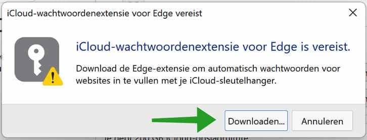 iCloud wachtwoordextensie installeren