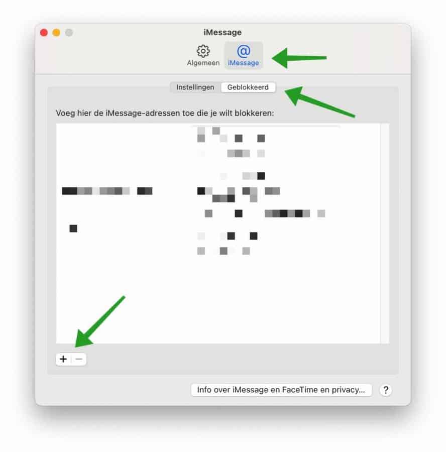 iMessage contacten blokkeren