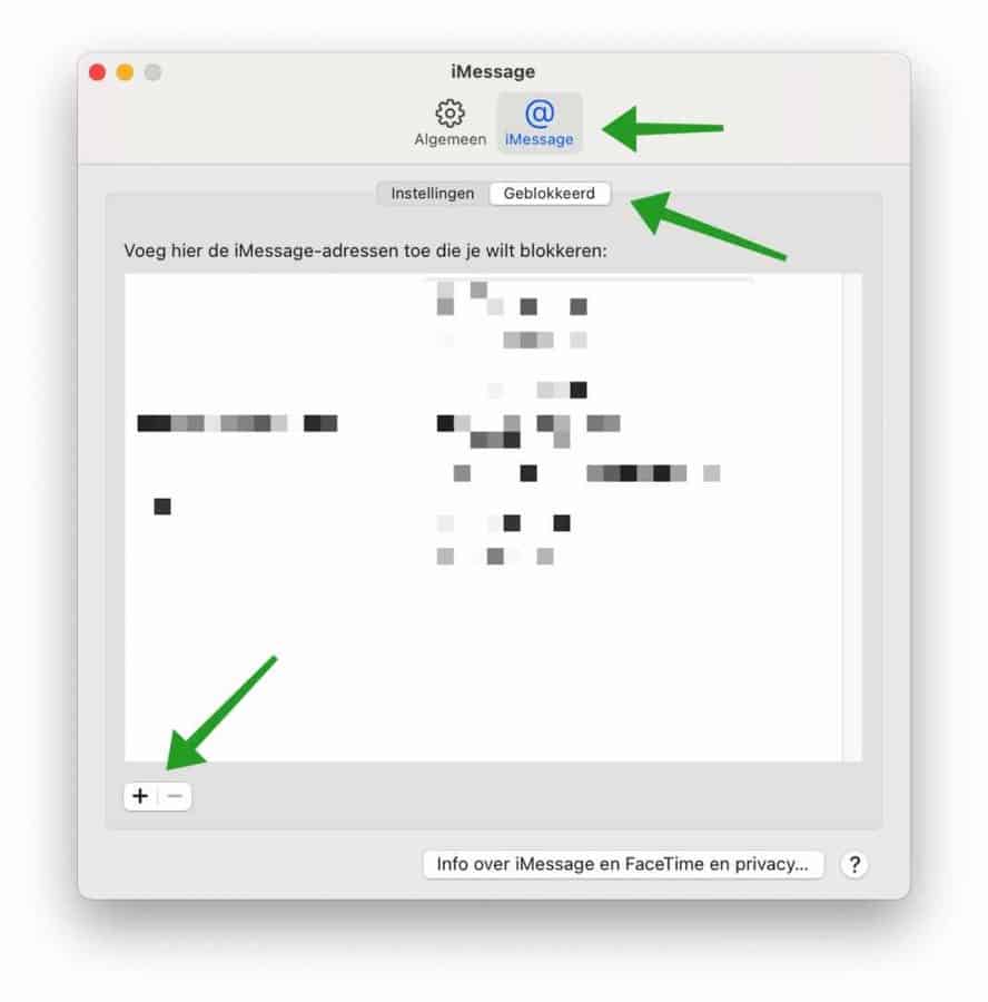 iMessage contacten blokkeren