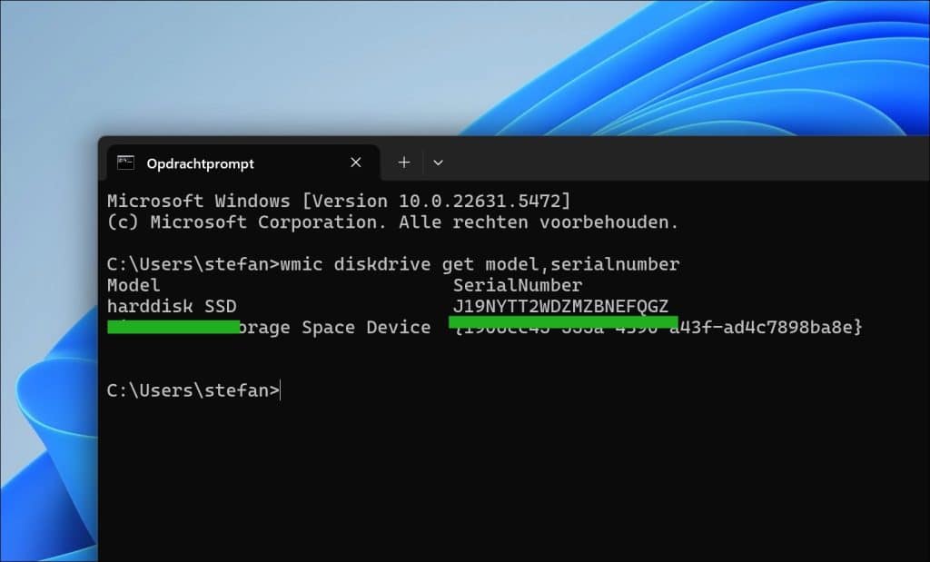 serienummer ssd of harde schijf