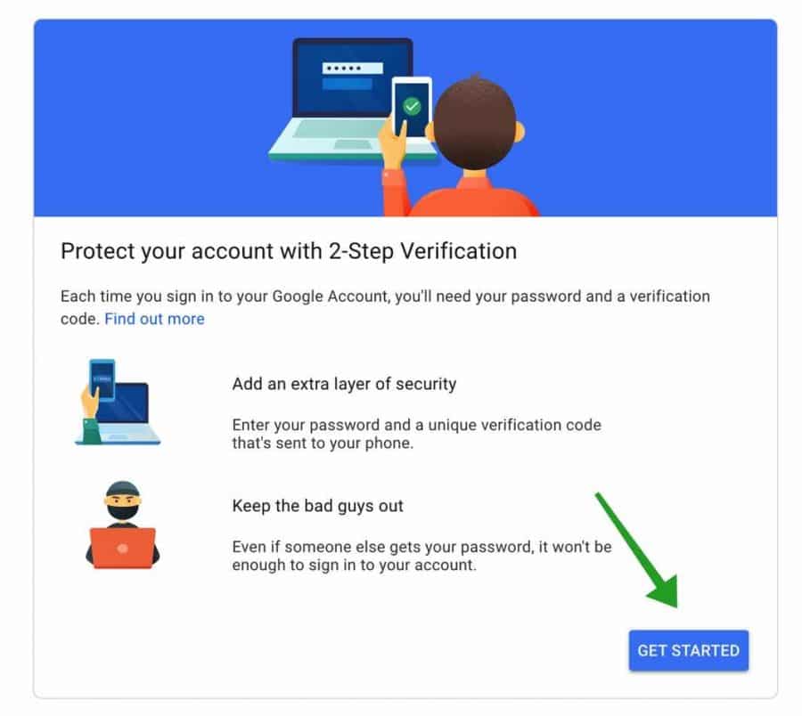 two factor setup google account