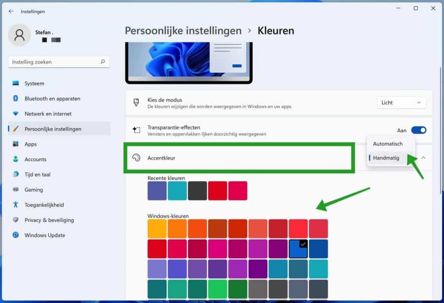 Accentkleuren in Windows 11