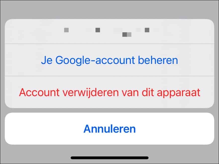 Account verwijderen van dit apparaat