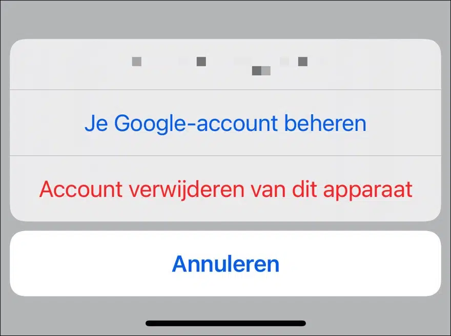 Account verwijderen van dit apparaat