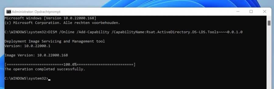 Active directory via Opdrachtprompt installeren