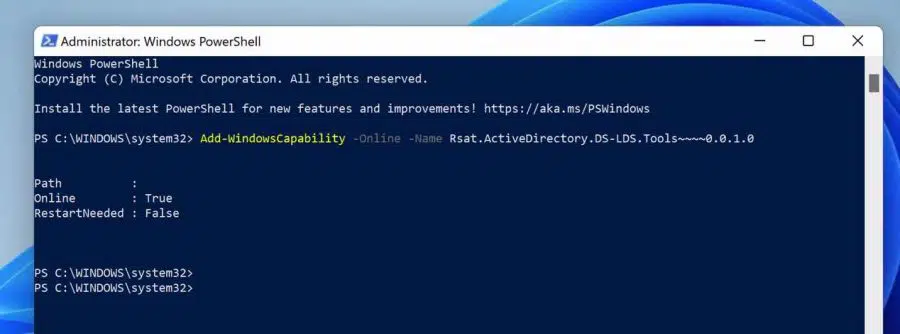 Active directory via Powershell installeren