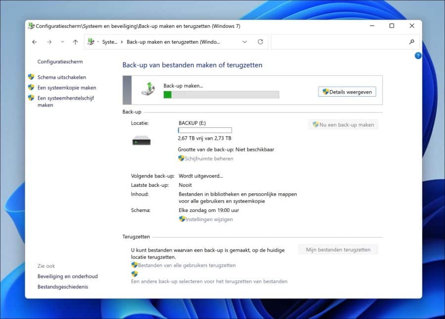 Back-up maken van bestanden en terugzetten