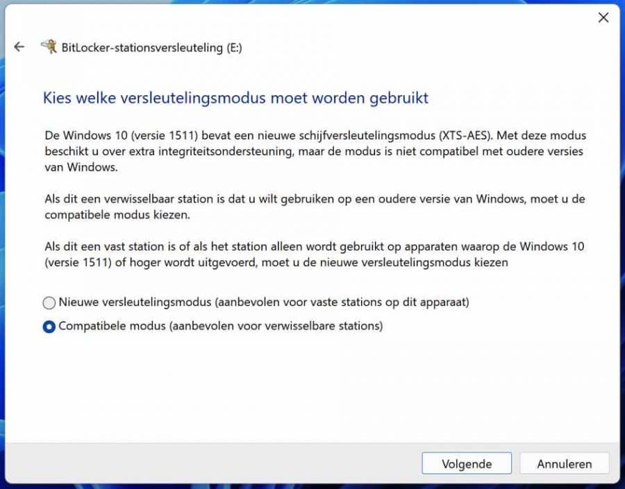 Mode compatible Bitlocker USB