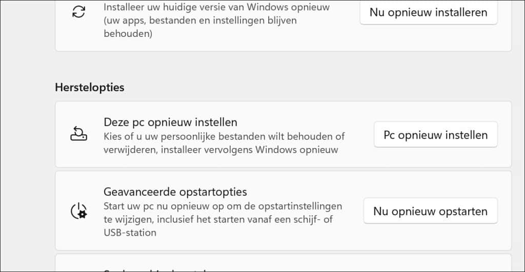 Deze pc opnieuw instellen