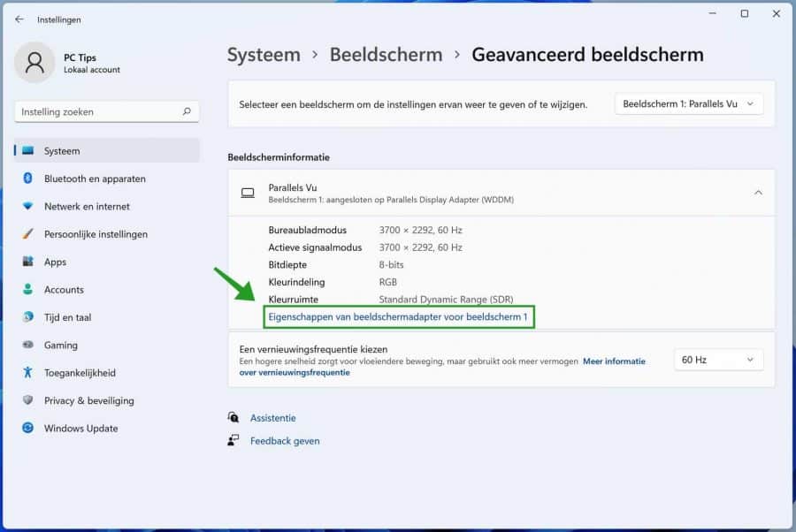 Adaptereigenschaften anzeigen