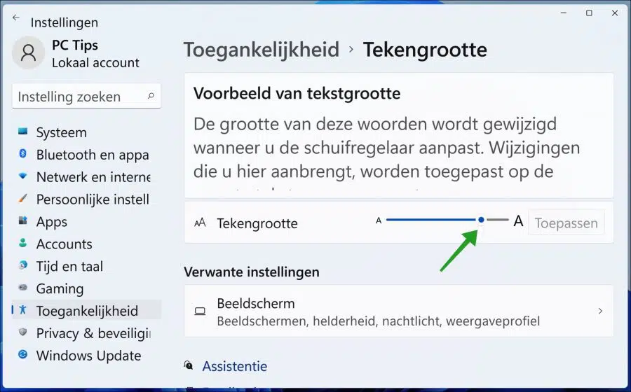 Formaat van lettertype aanpassen in Windows 11