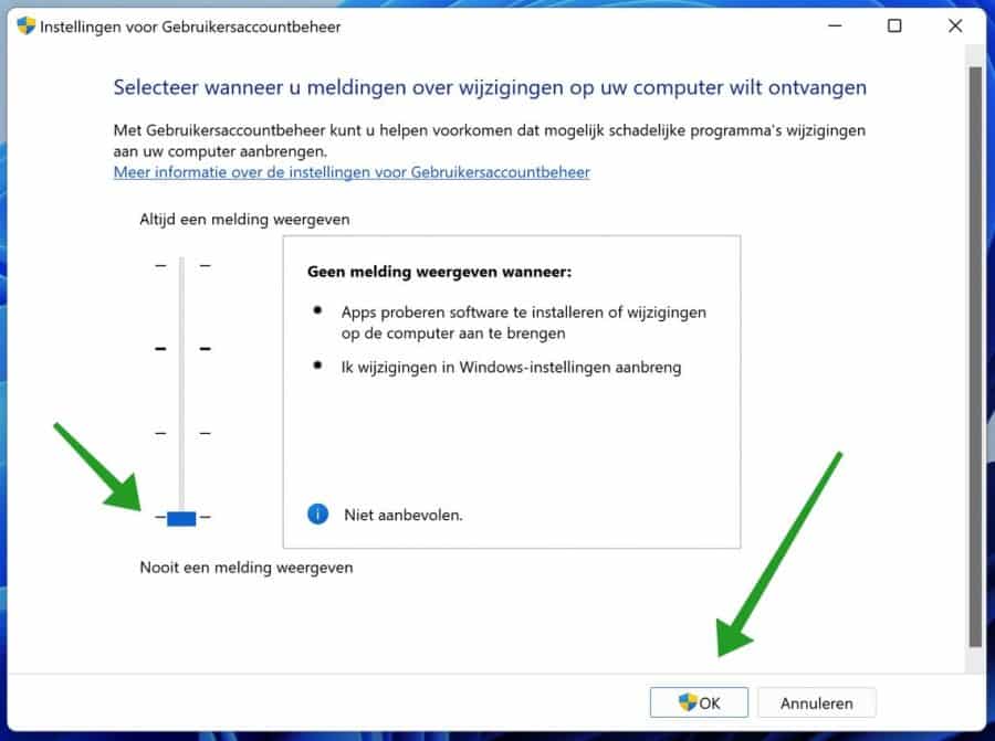 Gebruikersaccountbeheer uitschakelen in Windows 11