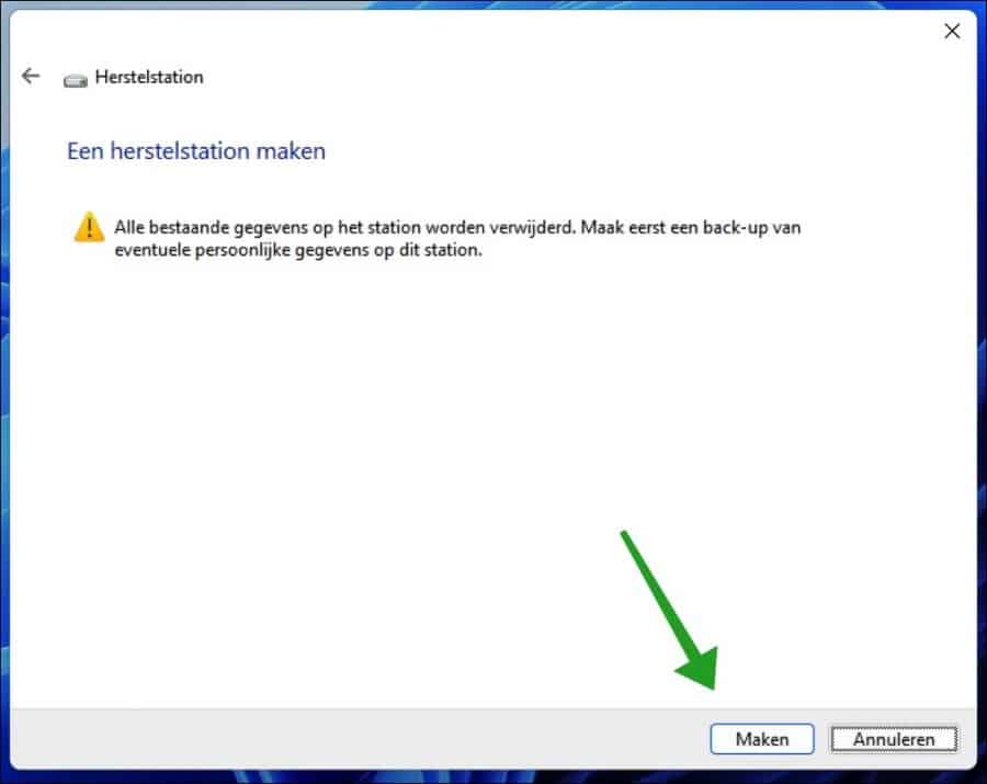 Herstelstation aanmaken in Windows 11