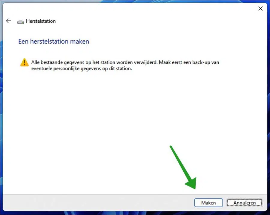 Herstelstation aanmaken in Windows 11