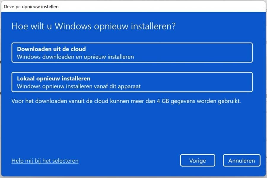 How do you want to reinstall Windows 11