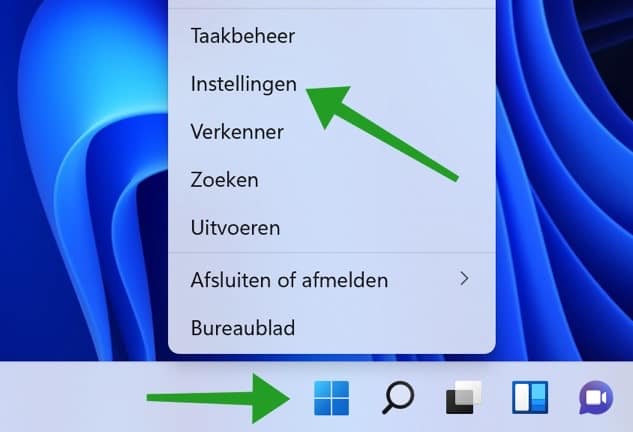 Instellingen openen in Windows 11