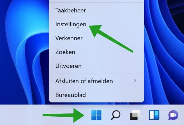 Instellingen openen in Windows 11