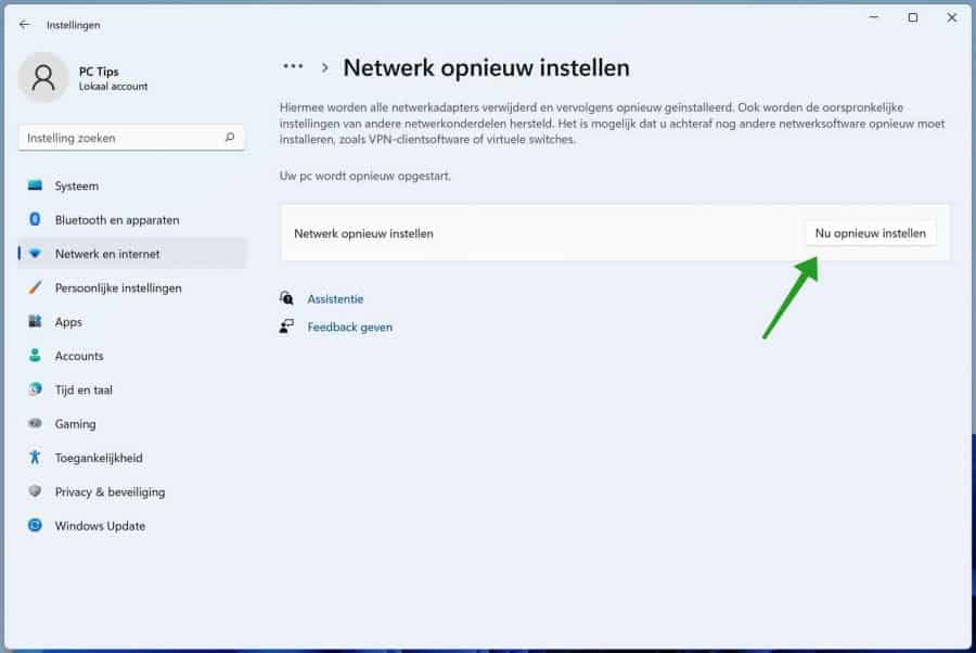 Internetverbinding opnieuw instellen in Windows 11