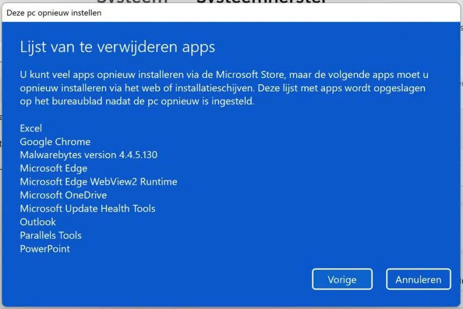 Lijst van te verwijderen apps na installatie van Windows 11