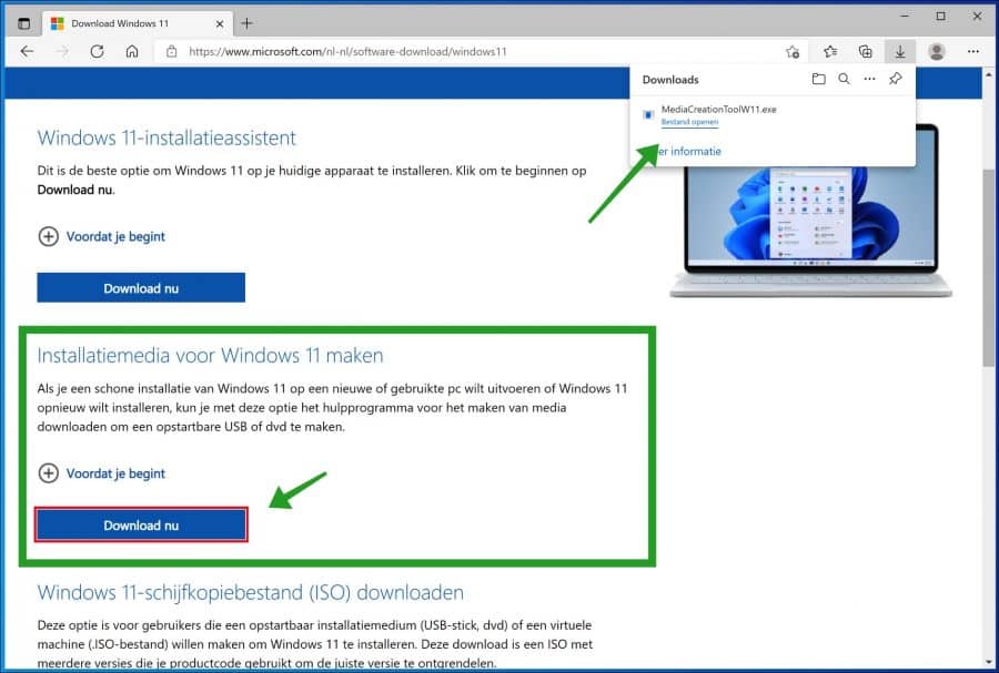 Media creation tool voor windows 11 downloaden