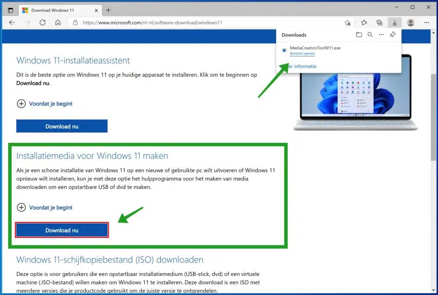Media creation tool voor windows 11 downloaden