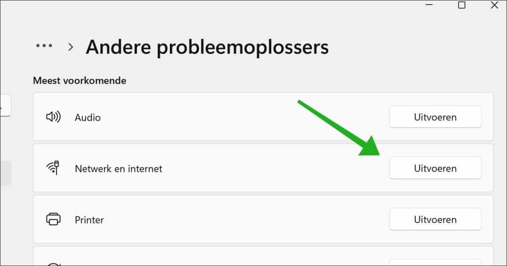 Netwerk en internet probleemoplosser uitvoeren