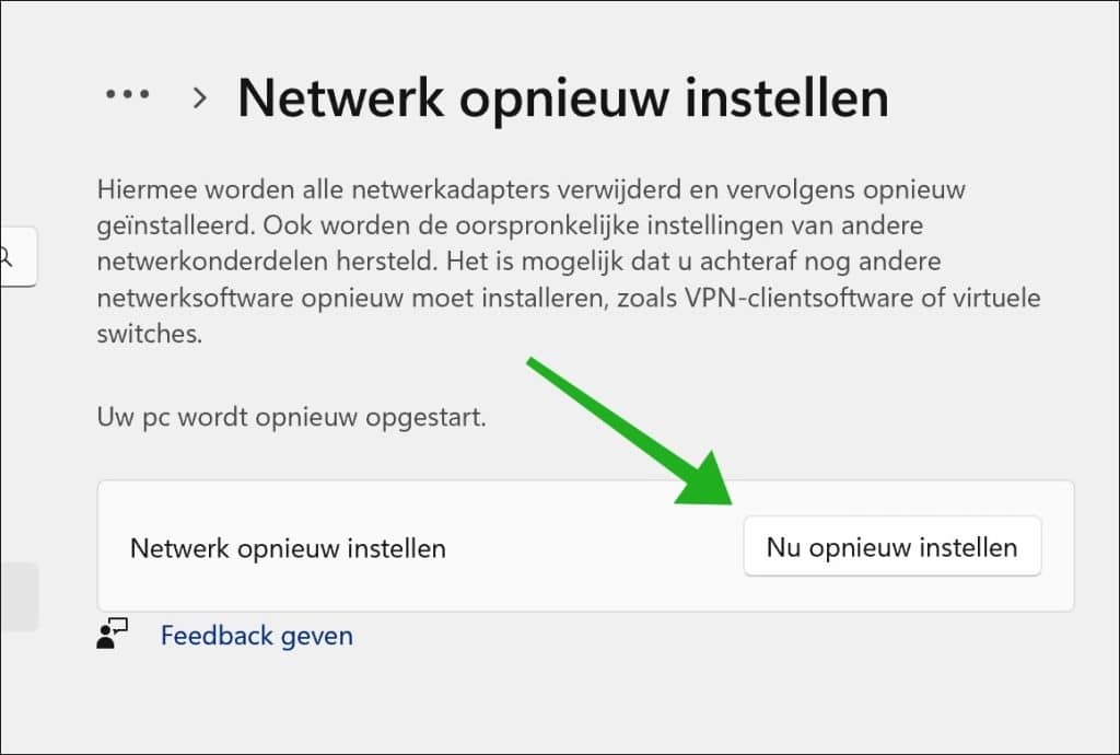 Opnieuw instellen