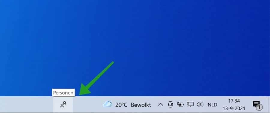 Personen app in de taakbalk in Windows