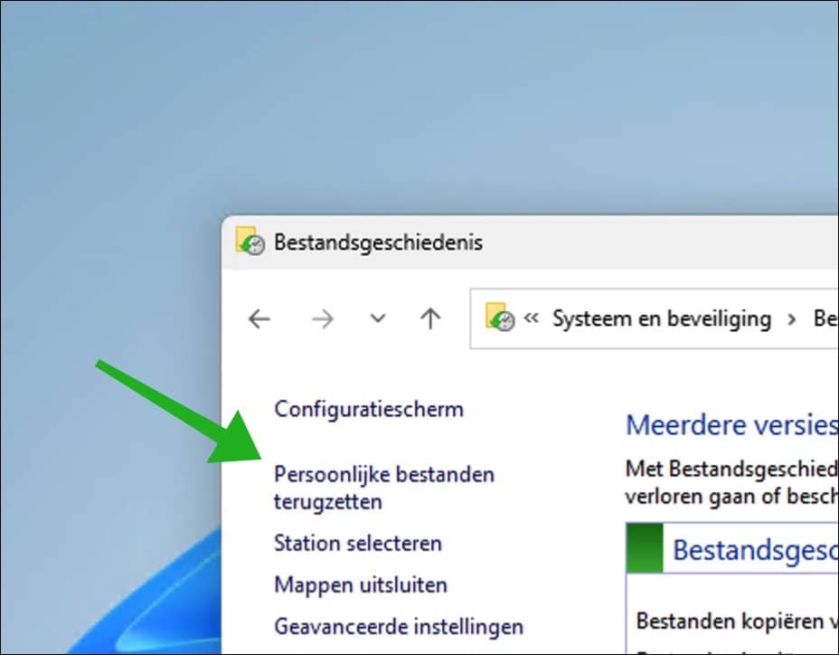 Persoonlijke bestanden terugzetten