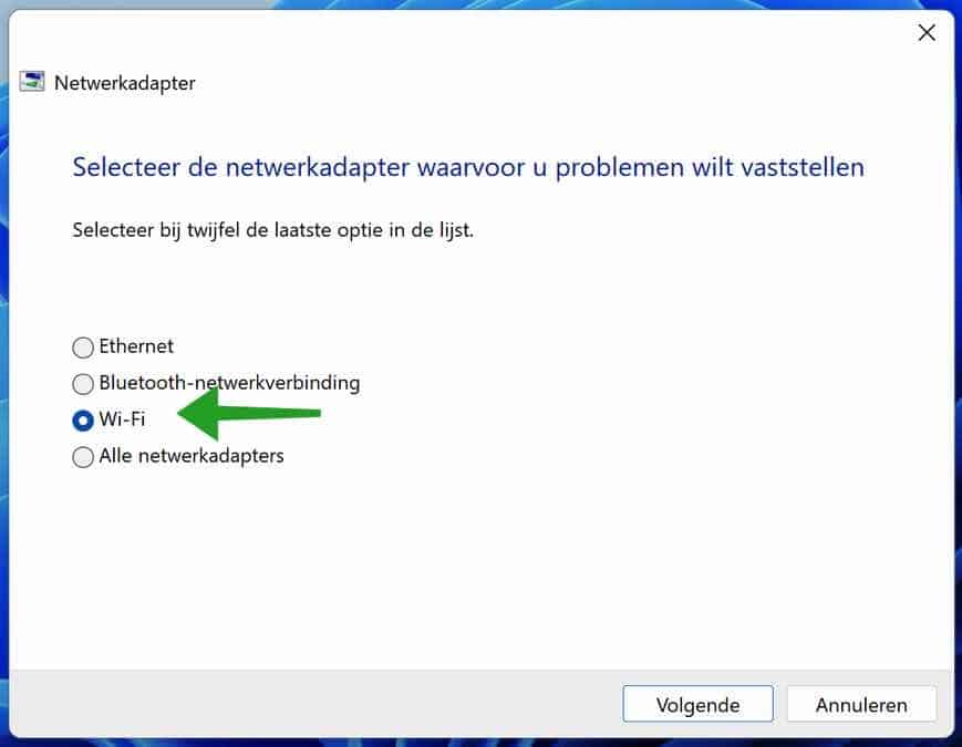 Problemen met de Wifi netwerkadapter oplossen in Windows 11