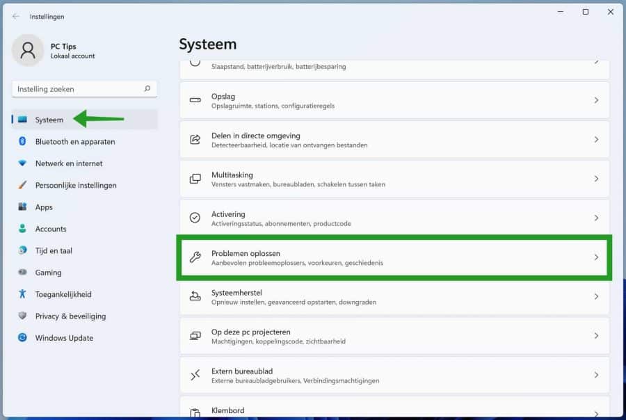 Problemen oplossen in Windows 11