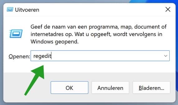 Regedit openen in Windows 11