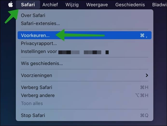 Safari voorkeuren openen