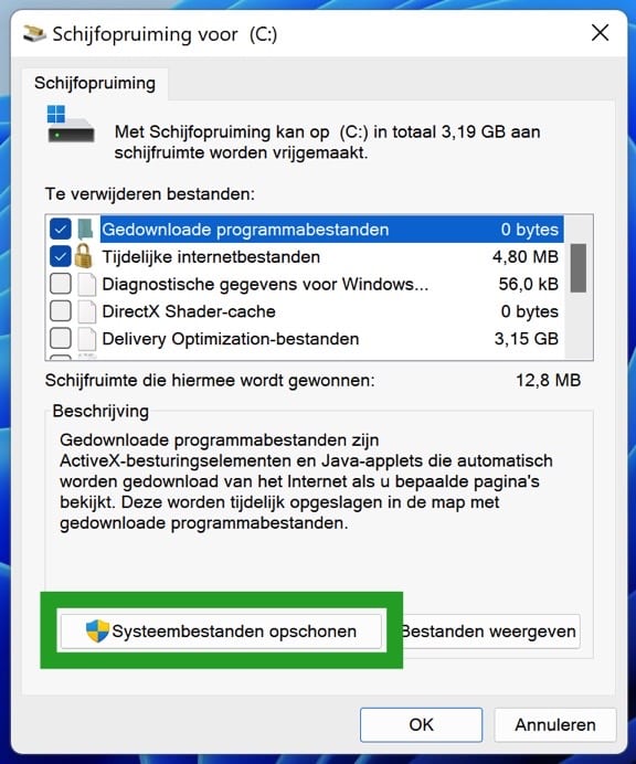 Systeembestanden opschonen