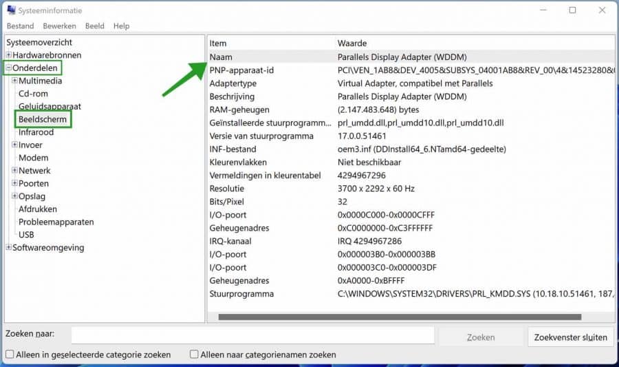 System information to look up video card type