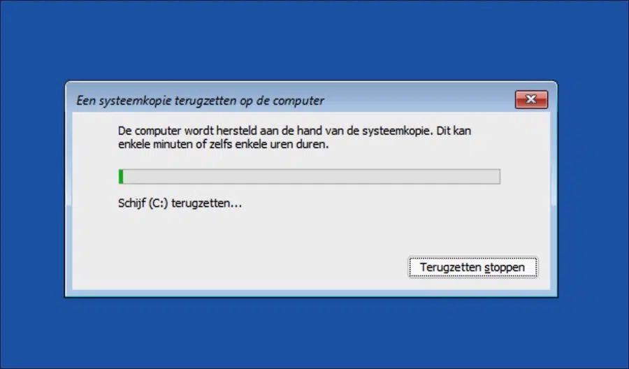 Systeemkopie wordt teruggezet in Windows 11