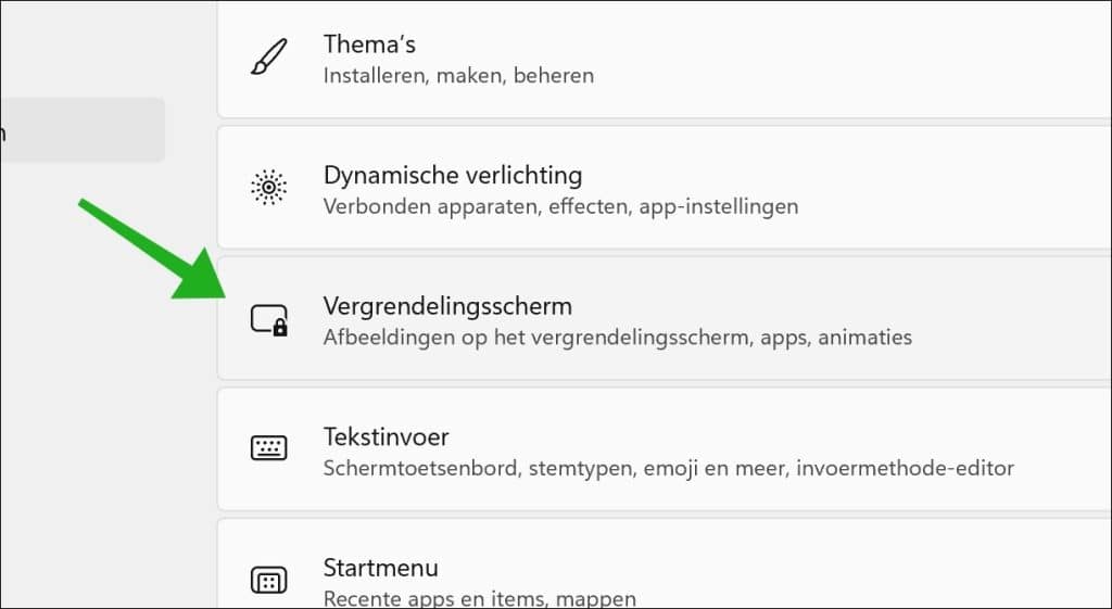 Vergrendelingsscherm openen