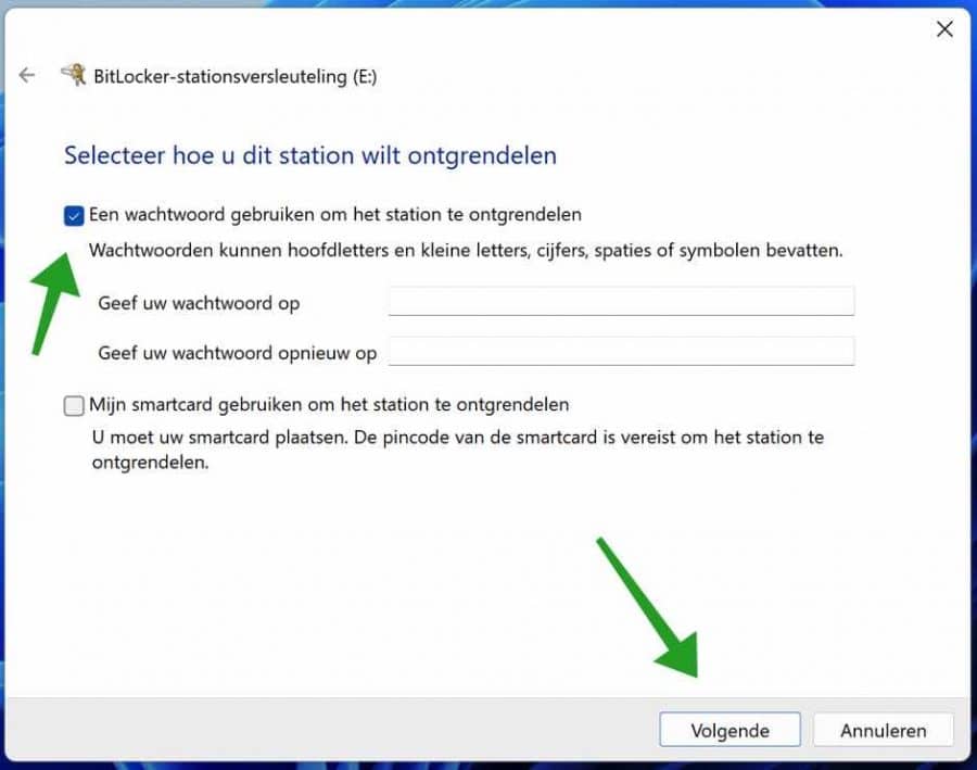 Wachtwoord instellen op USB-stick in Windows 10 of Windows 11