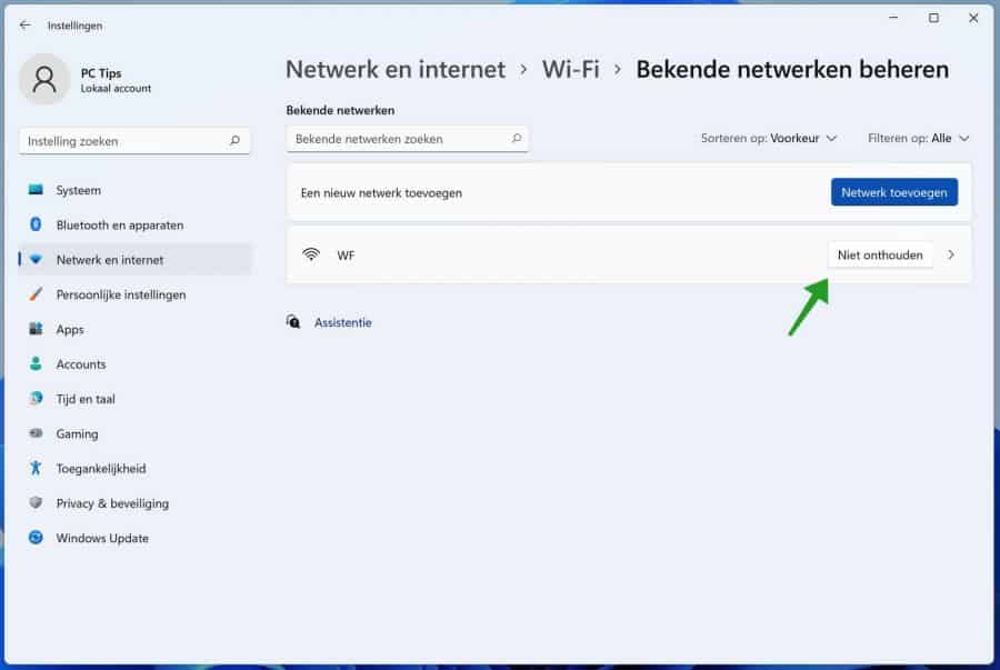 Wifi netwerk niet onthouden