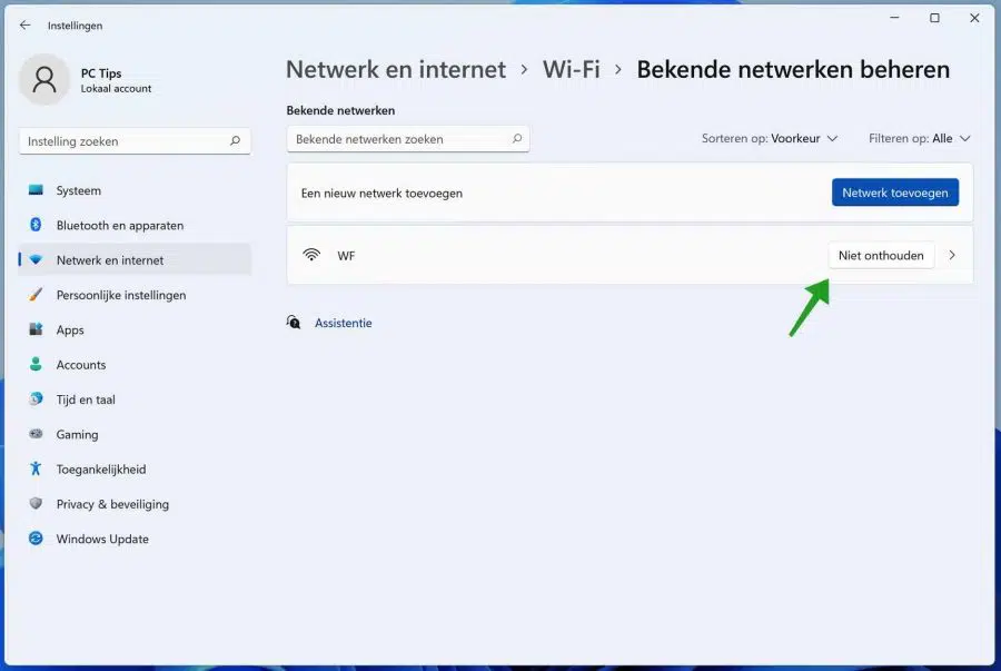 Wifi netwerk niet onthouden