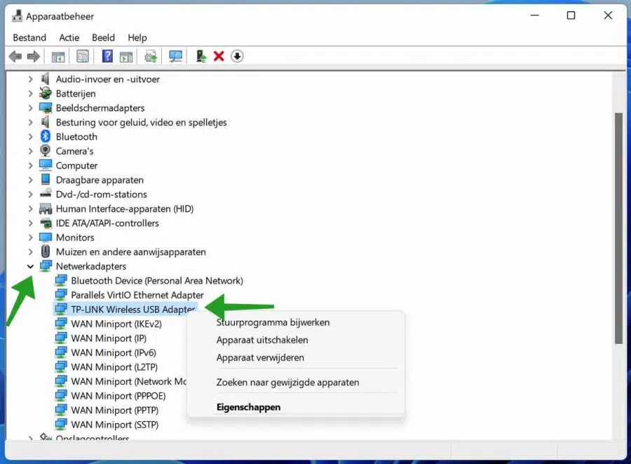 Wifi netwerkadapter bijwerken in Windows 11